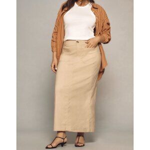 Maeve Anthropologie The Colette Linen Blend Beige Maxi Skirt Size 1X